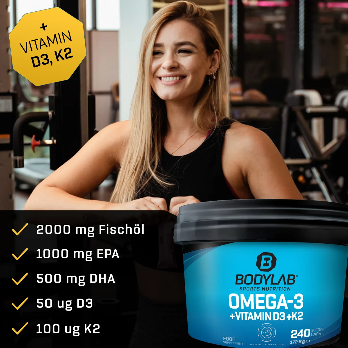 Omega 3 + D3 + K2 (Omega-3 Triglycerid + Vitamine) (240 Kapseln) – Bild 5