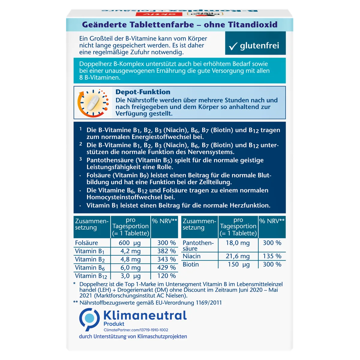 B-Komplex + Folsäure Depot (45 Tabletten) – Bild 2