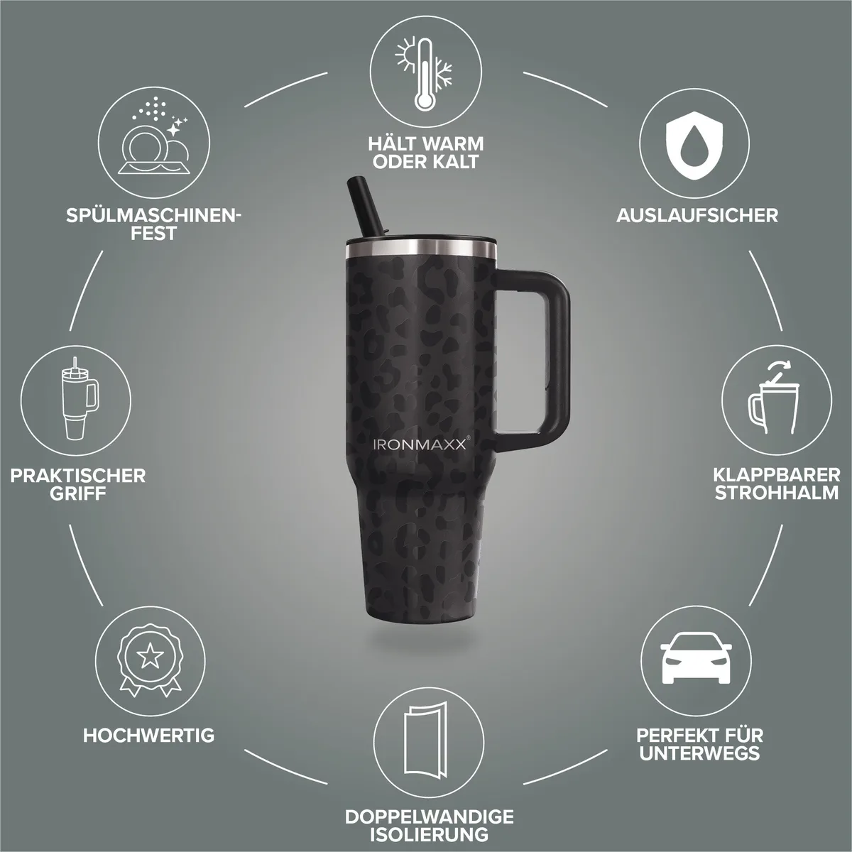 IronMaxx Cup V4.0 (1200ml) - Leo-Style Black – Bild 4