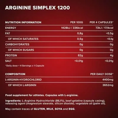 IronMaxx Arginine Simplex 1200-260 Kapseln | Hochdosierte L-Arginin Kapseln | Nahrungsergänzung für Sportler | Ohne Zucker & glutenfrei – Bild 4