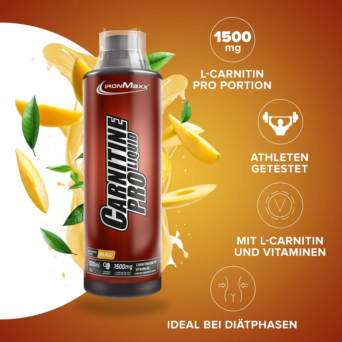 Carnitine Pro Liquid (500ml) - Mango – Bild 3