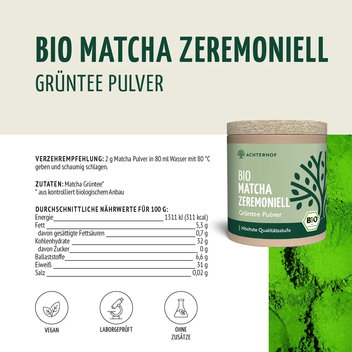 Bio Matcha zeremoniell (40g) – Bild 8