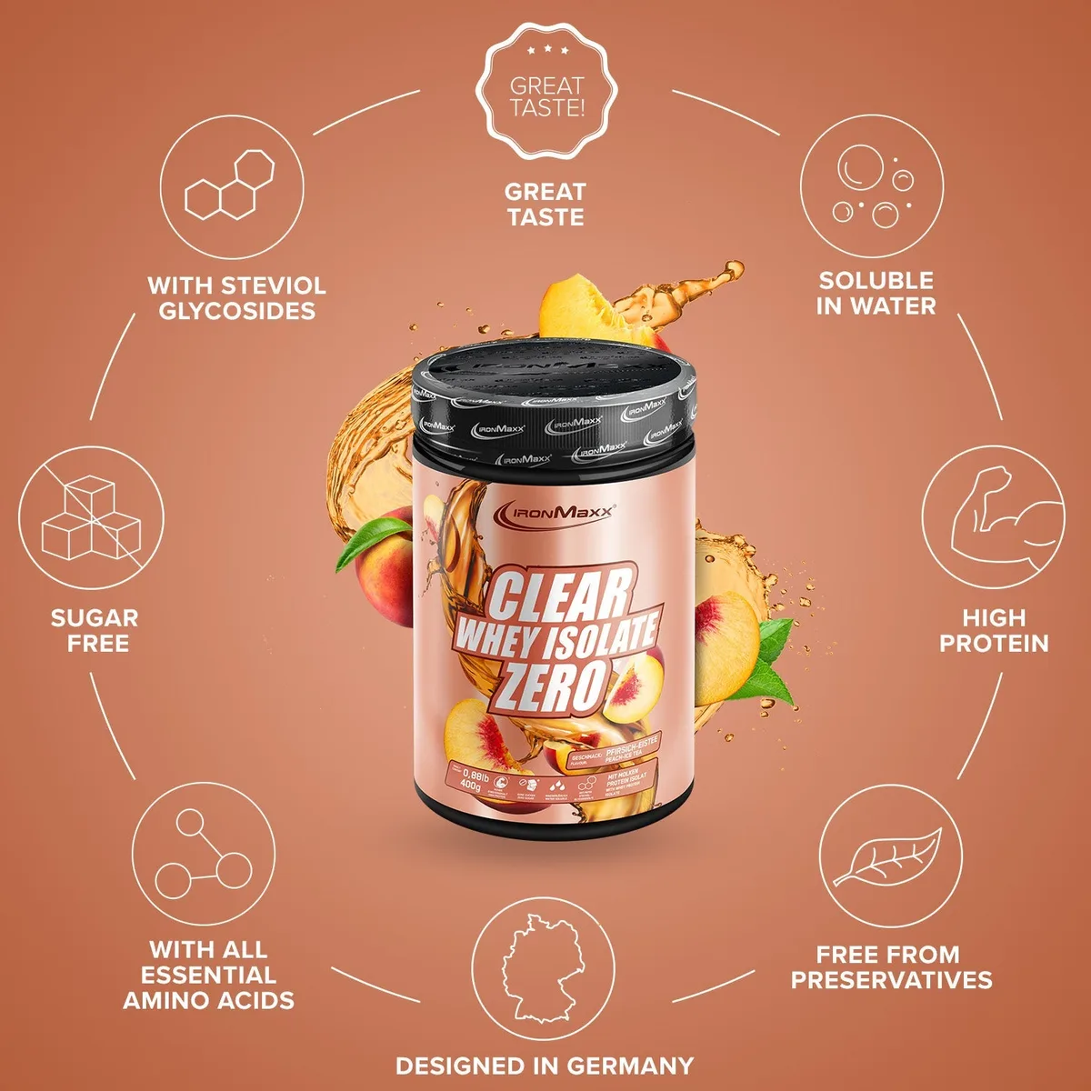Clear Whey Isolate ZERO (400g) - Peach IceTea – Bild 5