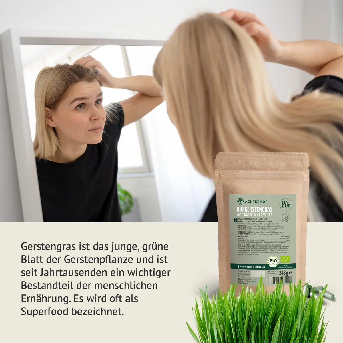 Bio Gerstengras Kapseln Nachfüllpack (400 Kapseln) – Bild 4
