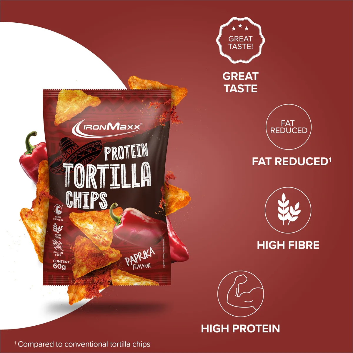 Protein Tortilla Chips 2.0 (60g) - Paprika – Bild 2