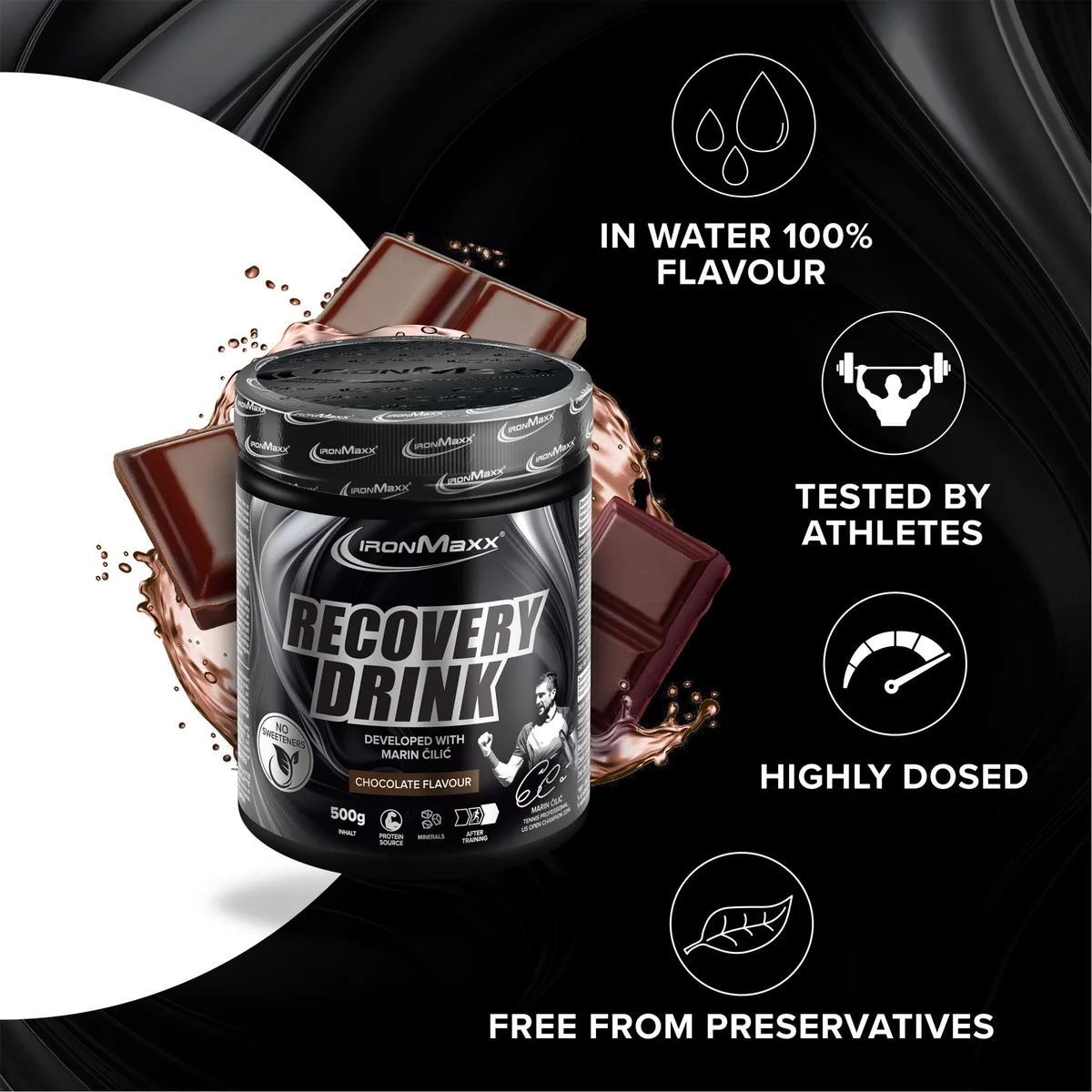 Recovery Drink Pulver by Marin Cilic (500g) - Chocolate – Bild 2