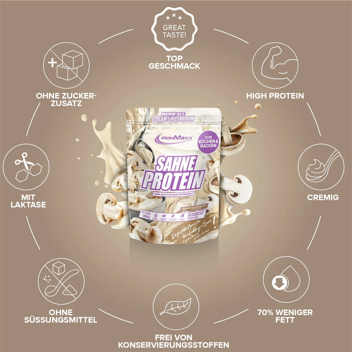 Sahne Protein (500g) - Champignon Rahm – Bild 5