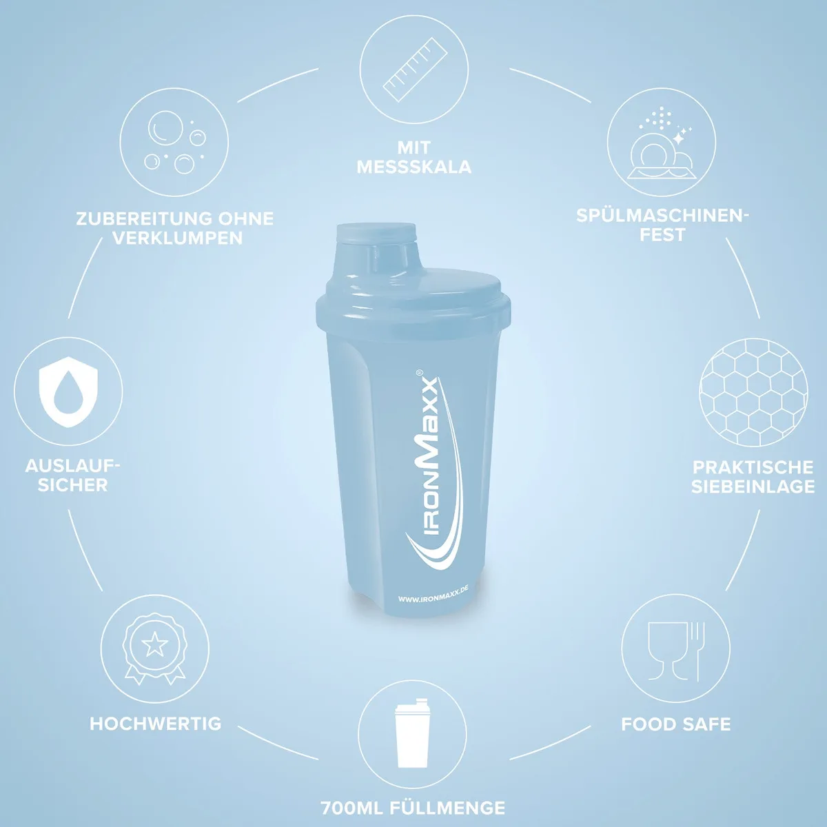 Shaker (700ml) - Columbia Blue – Bild 4