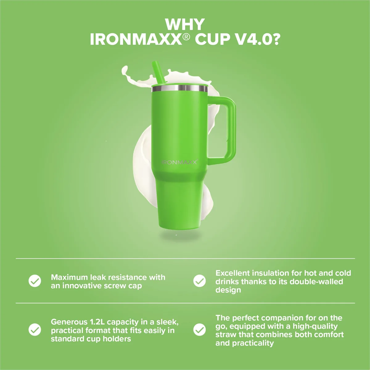 IronMaxx Cup V4.0 (1200ml) - Active Green – Bild 7