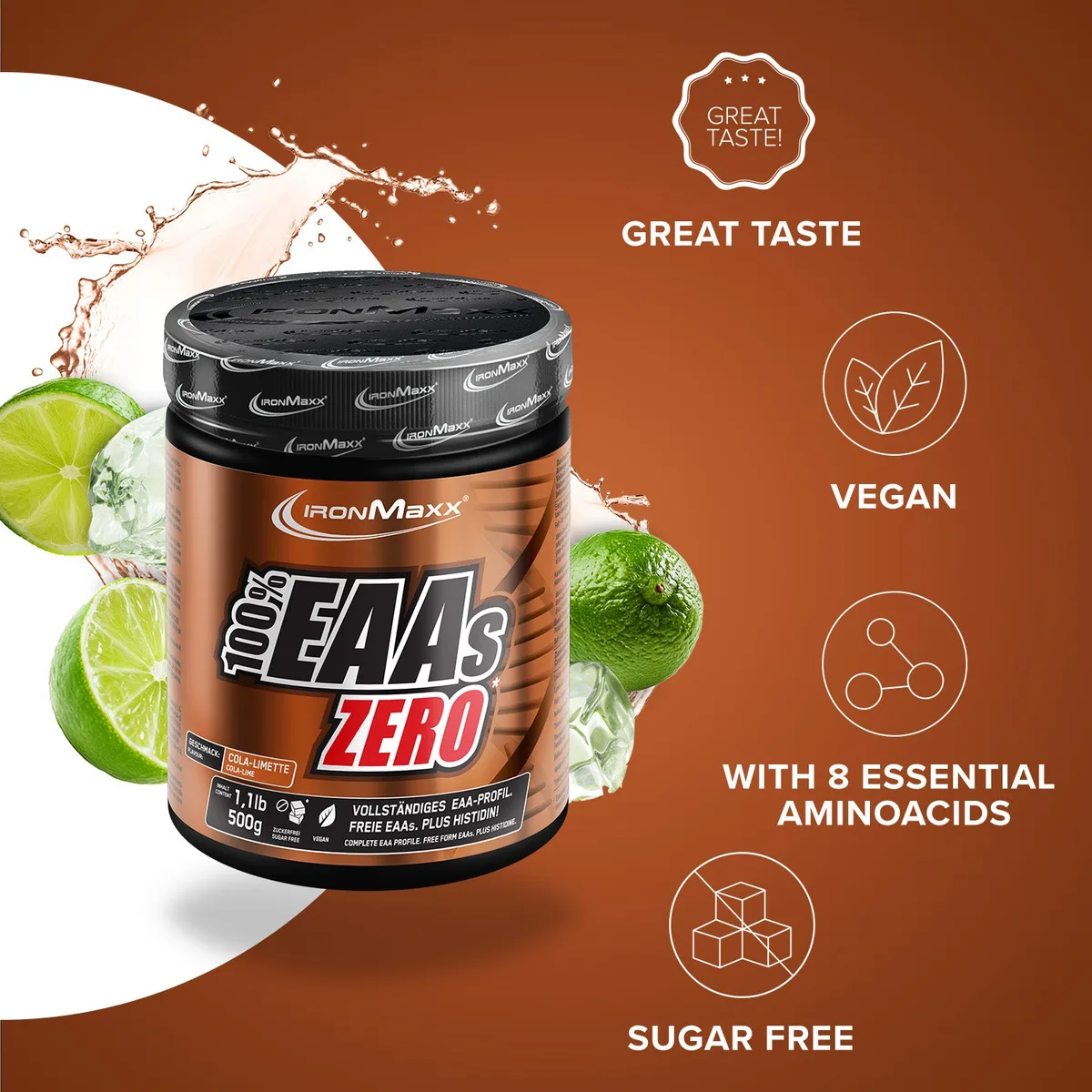 100% EAAs Zero (500g) - Cola Lime – Bild 8