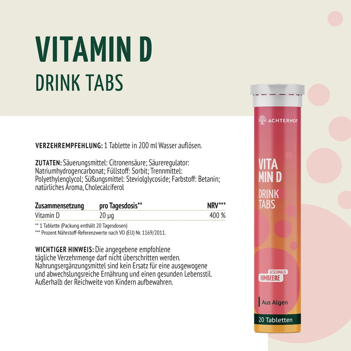Vitamin D Drink Tabs (20 Tabletten) – Bild 4