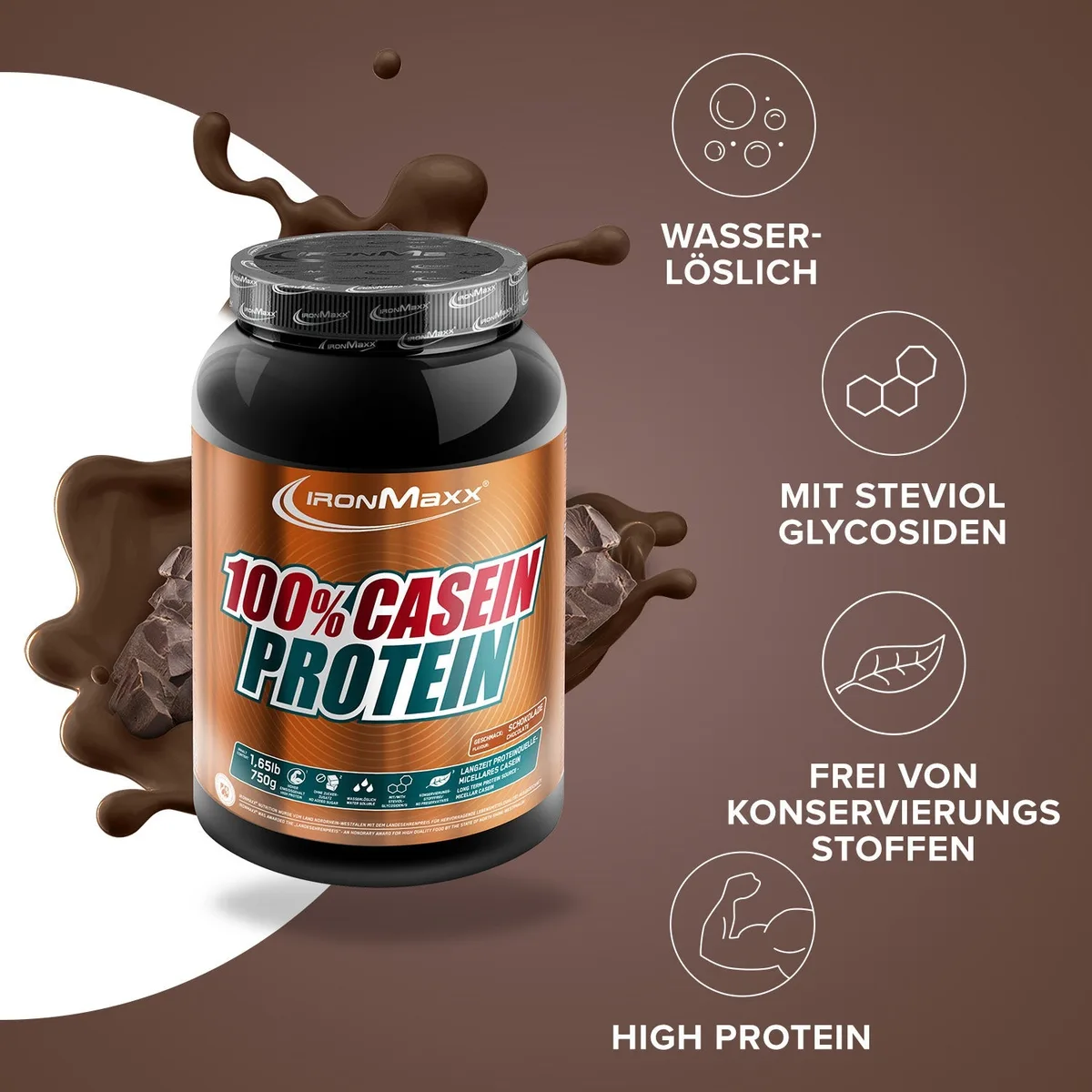 100% Casein Protein (750g) - Schokolade – Bild 3