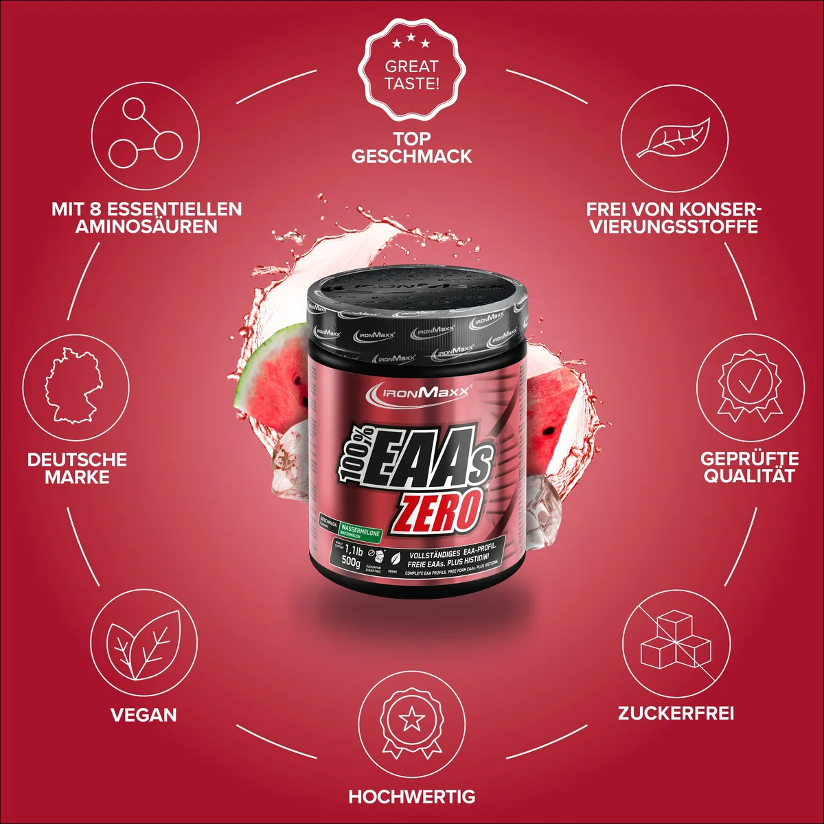 100% EAAs Zero (500g) - Wassermelone – Bild 5