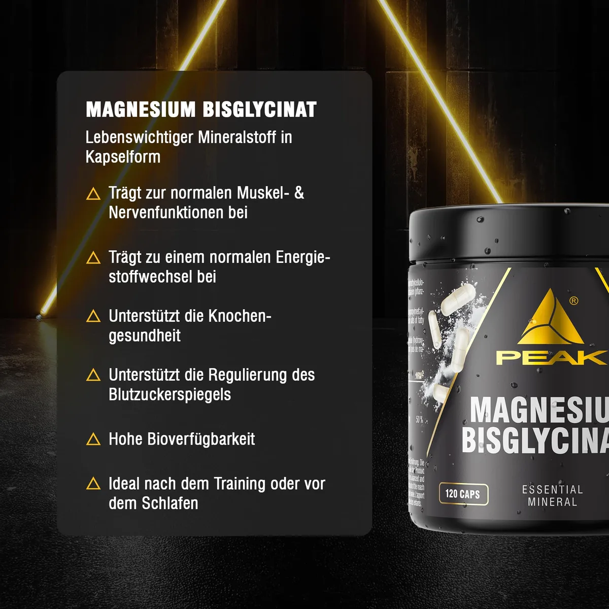 PEAK Magnesium Bisglycinat - 120 Kapseln hochdosiert I 188 mg elementares Magnesium pro Tagesportion I essenzieller Mineralstoff I hohe Bioverfügbarkeit – Bild 3