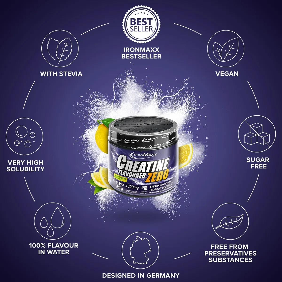 Creatine Flavoured Zero (250g) - Lemon Ice Tea – Bild 7