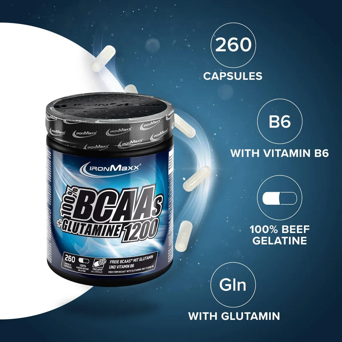 BCAAs + Glutamin 1200 - 260 Tricaps® – Bild 7
