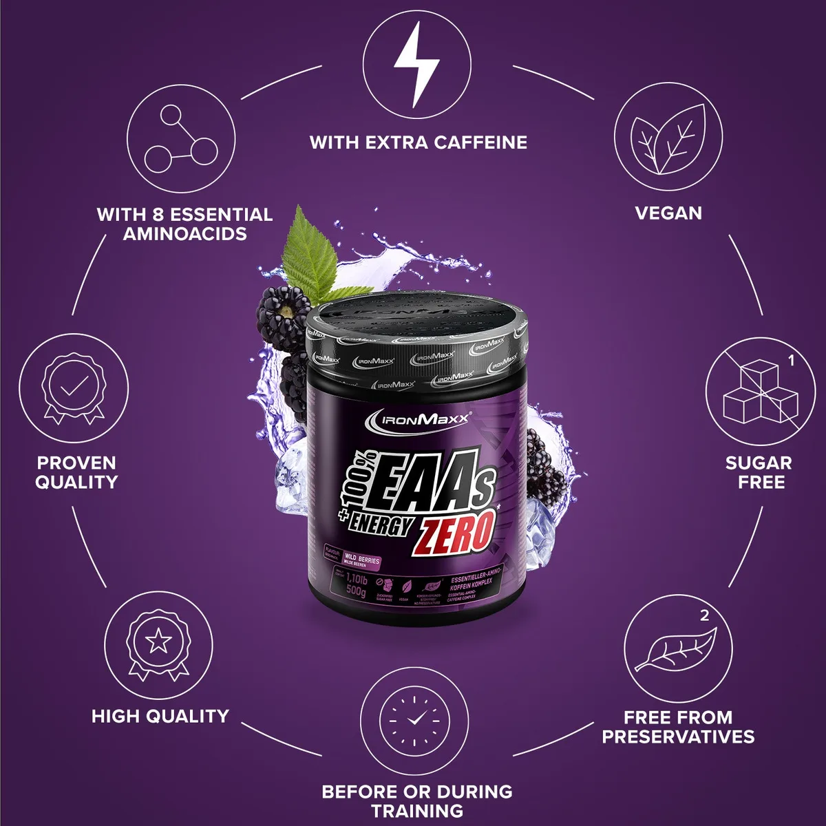 EAAs + Energy ZERO (500g) - Wild Berries – Bild 5