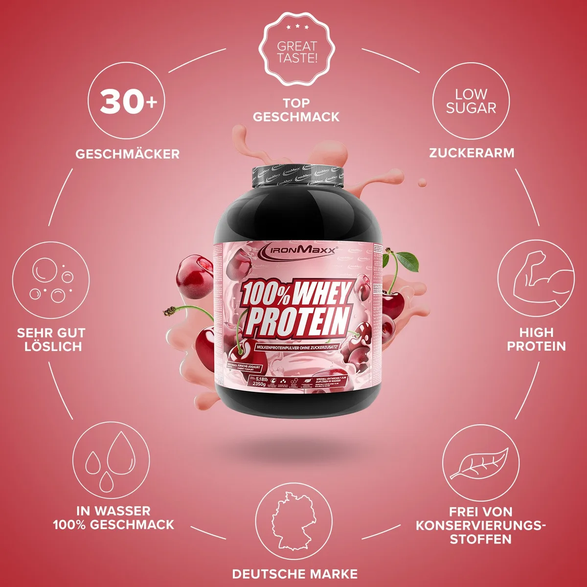 100% Whey Protein (2350g) - Kirsche Yoghurt – Bild 5