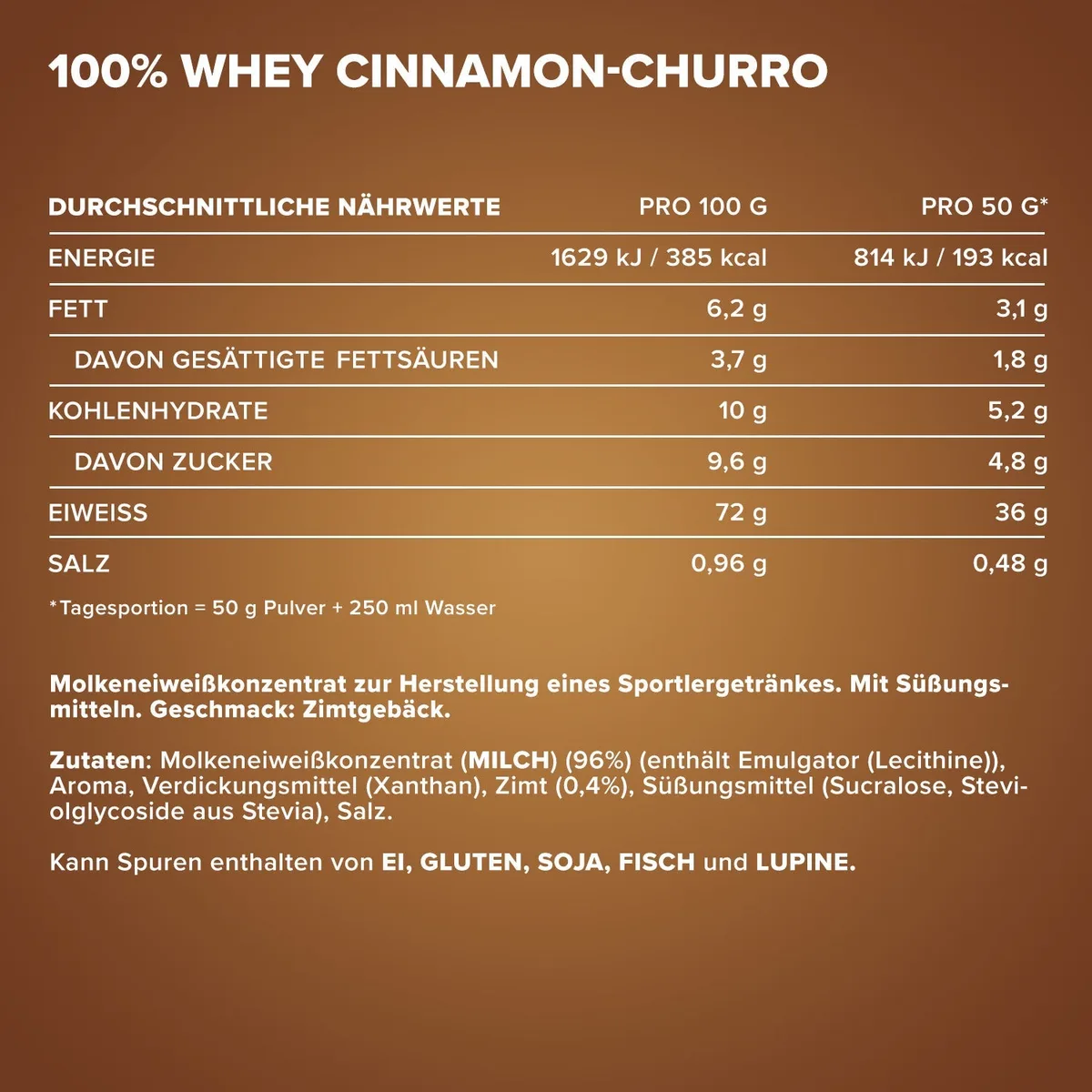 100% Whey Protein (500g) - Cinnamon Churro – Bild 4