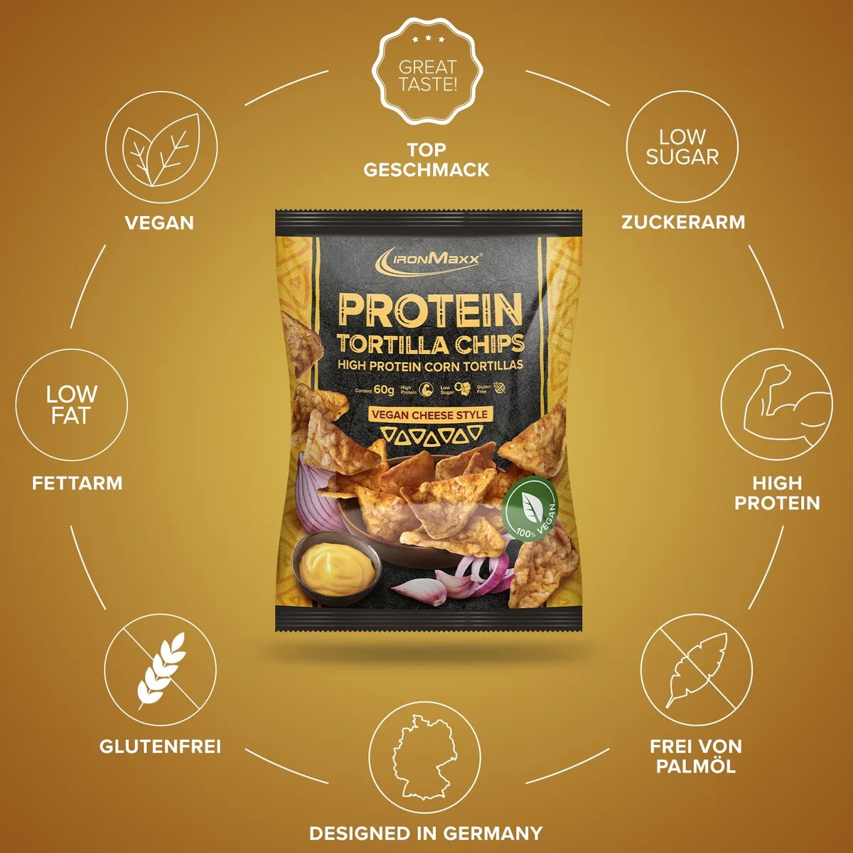Protein Tortilla Chips 1.0 (60g) - Vegan Cheese Style – Bild 5