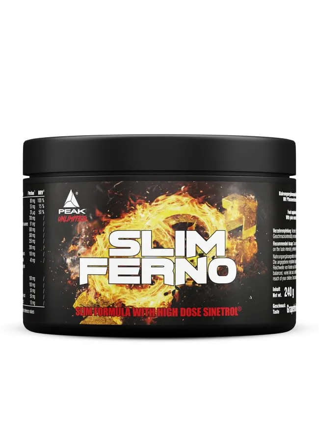 PEAK Slimferno - 240g Geschmack Grapefruit Lemon I 40 Portionen I Pulver I Sinetrol XPUR I mit Vitamin C I Chrom I Cholin I Diätunterstützung I Energiestoffwechsel I vegan