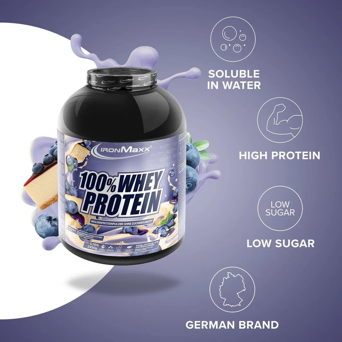 100% Whey Protein (2350g) - Blueberry Cheesecake – Bild 7