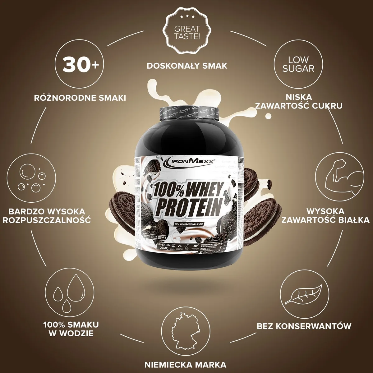 100% Whey Protein (2350g) - Cookies and Cream – Bild 5