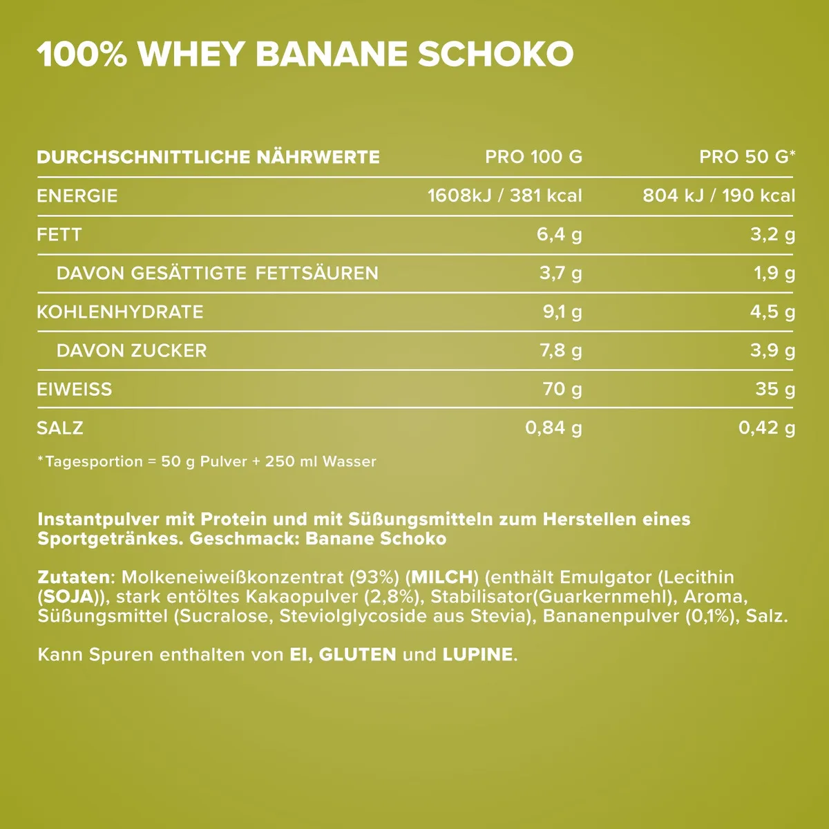 100% Whey Protein (500g) - Banana Choc – Bild 5