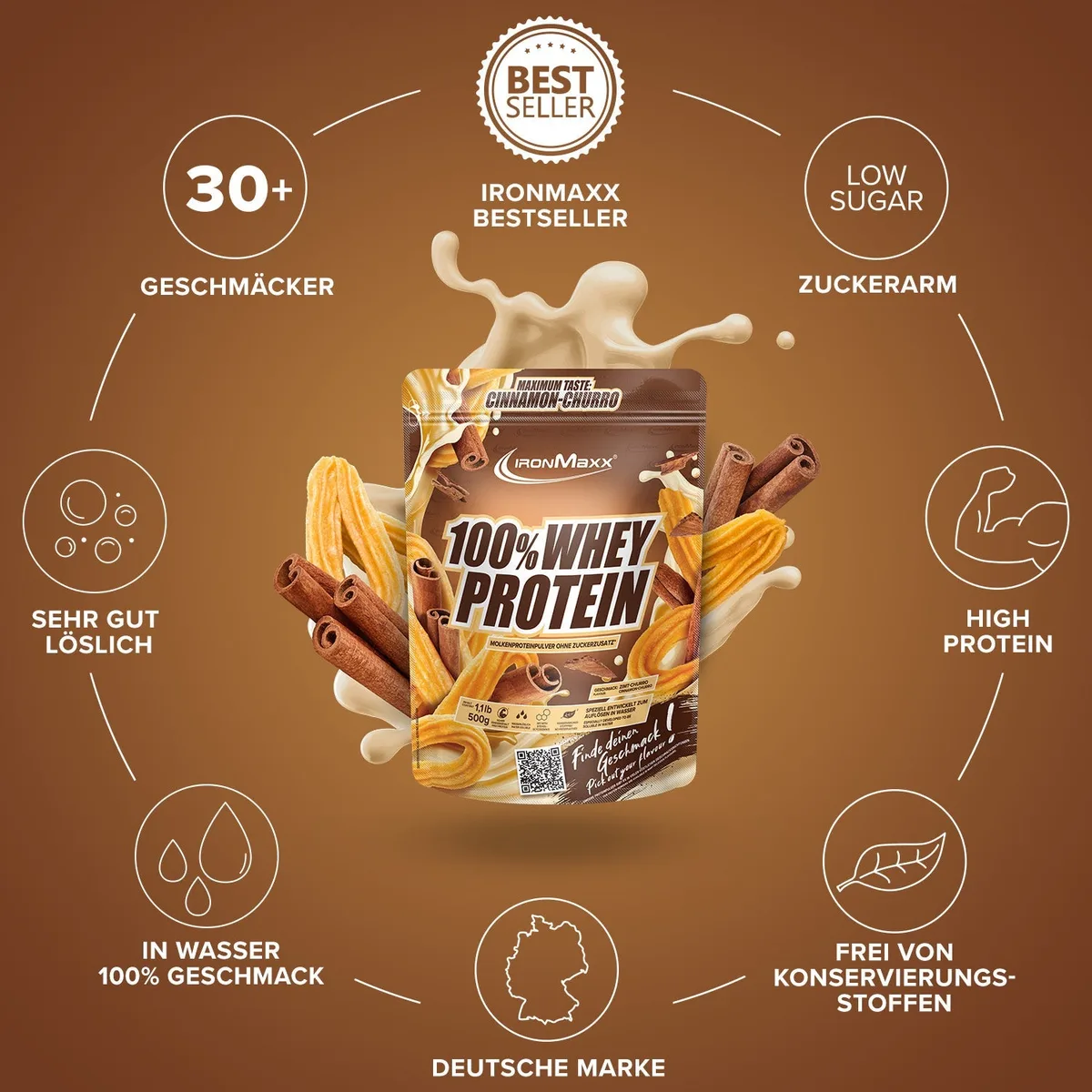 100% Whey Protein (500g) - Cinnamon Churro – Bild 5