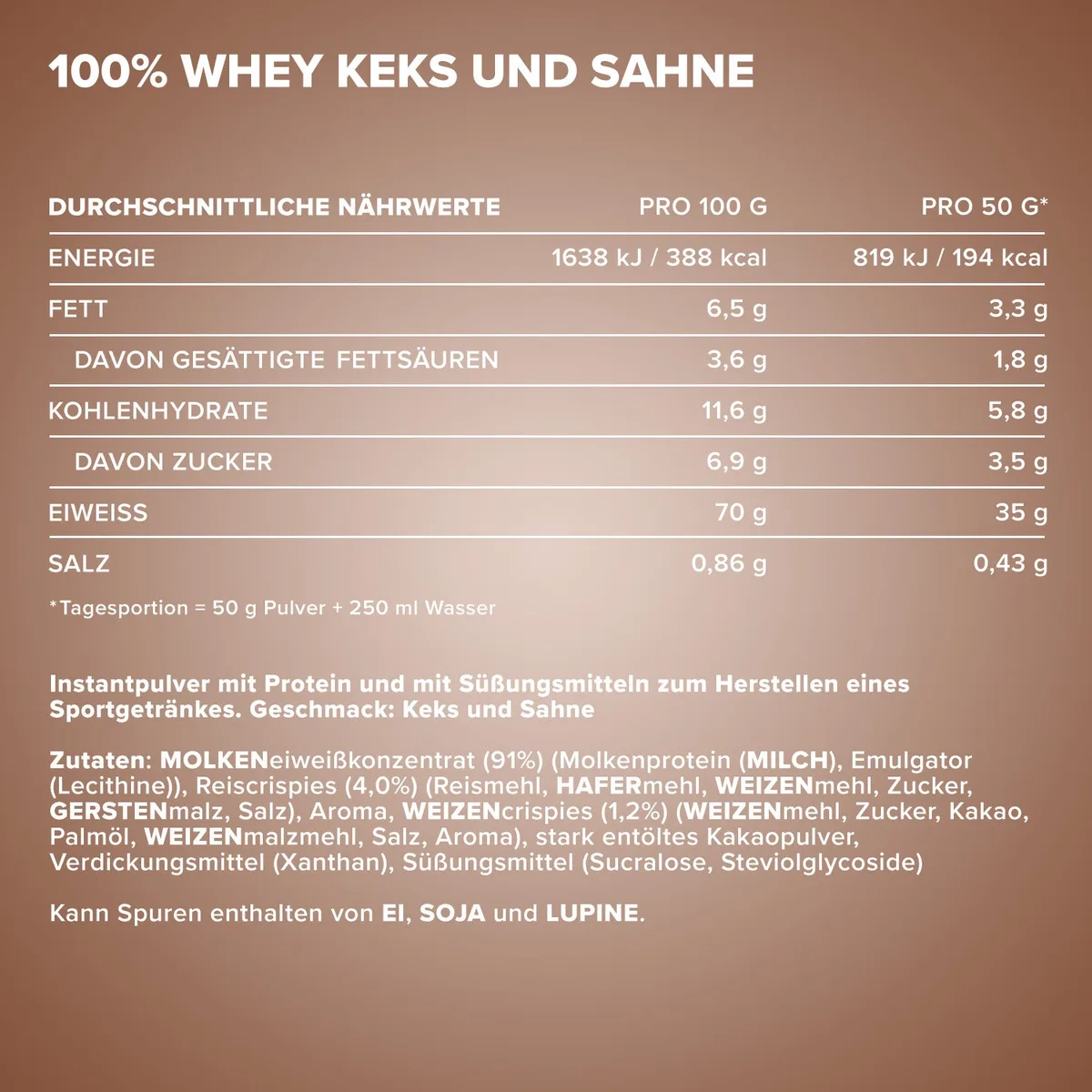 100% Whey Protein (900g) - Cookies and Cream – Bild 4