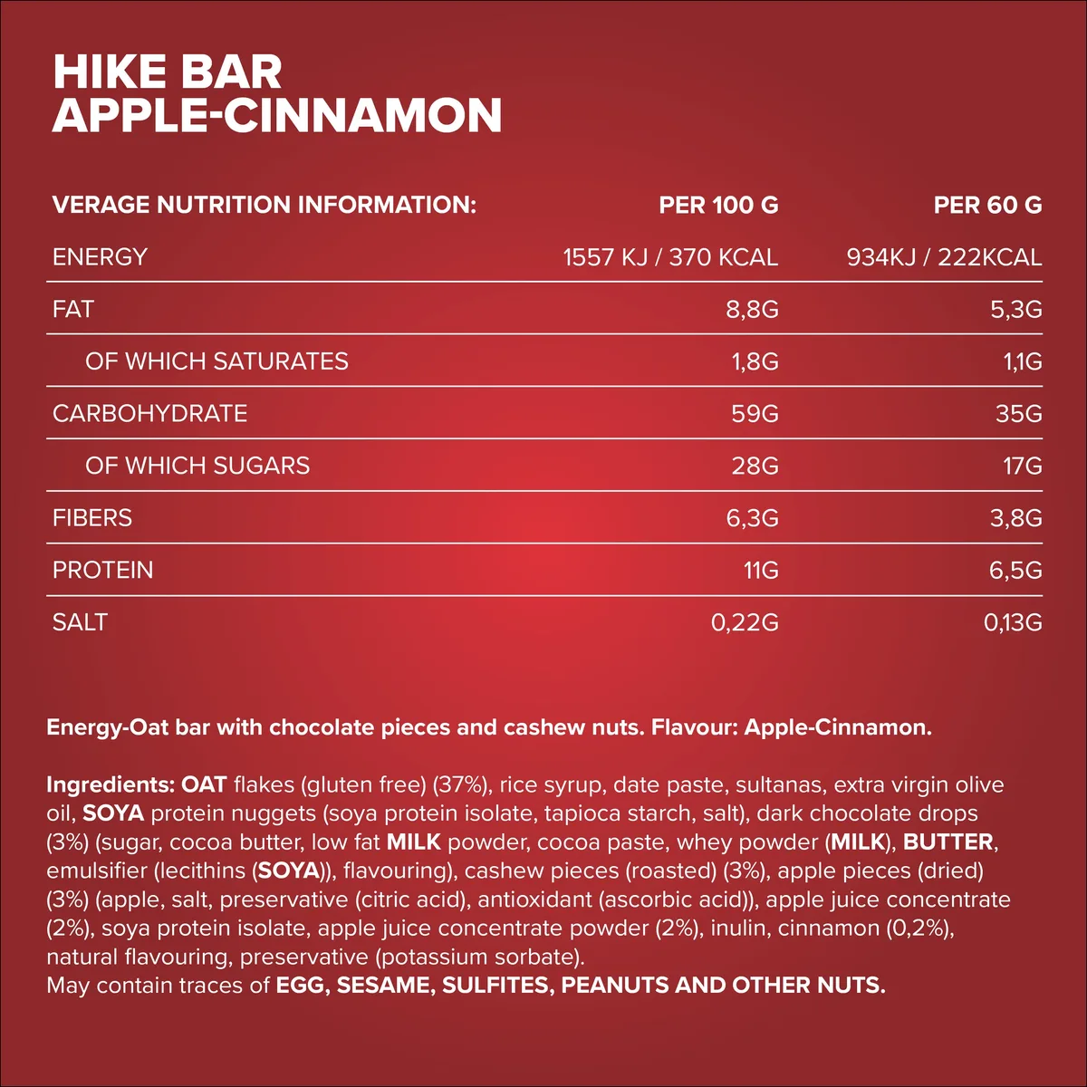 Hike Bar (12x60g) - Apple Cinnamon – Bild 5