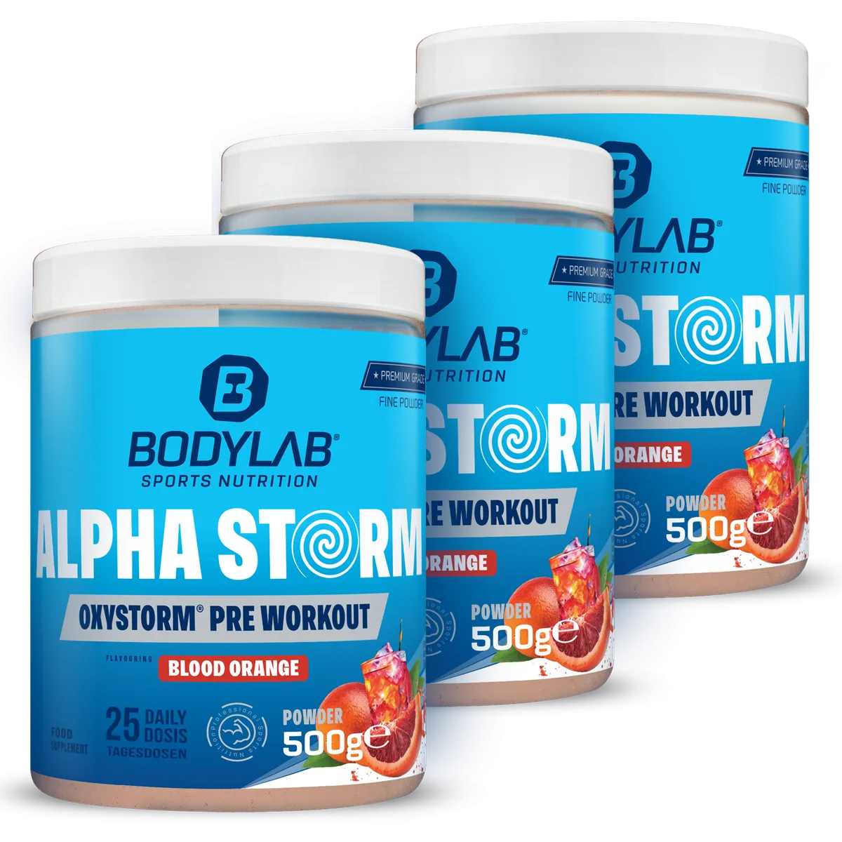 3 x Alpha Storm - OXYSTORM® Pre Workout Blood Orange (je 500g)