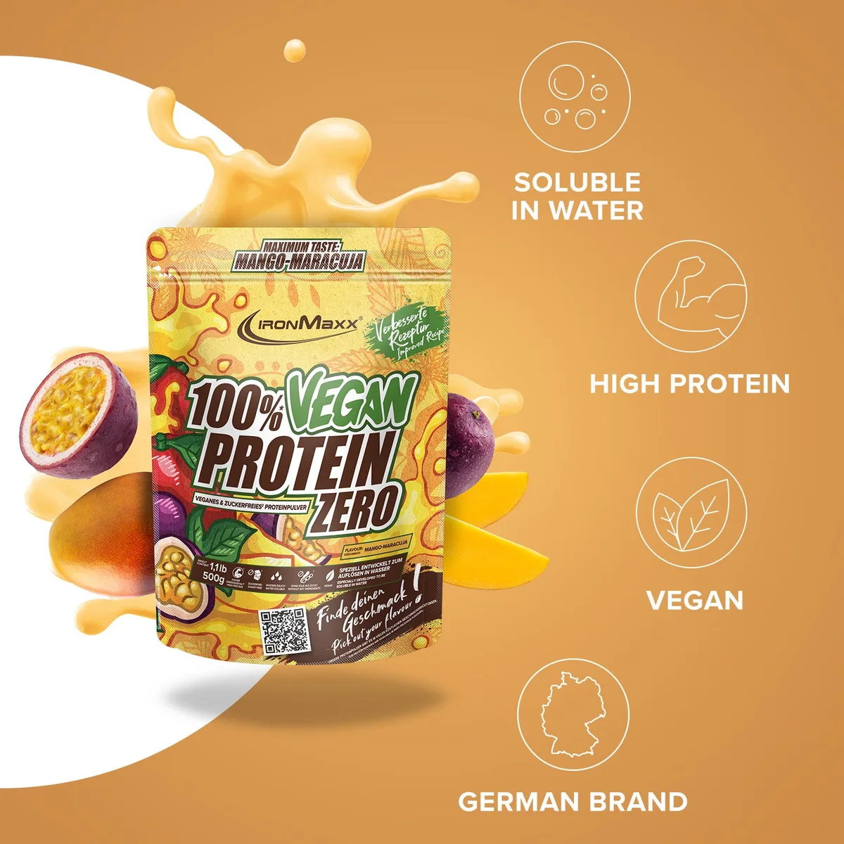 100% Vegan Protein Zero (500g) - Mango-Maracuja – Bild 7