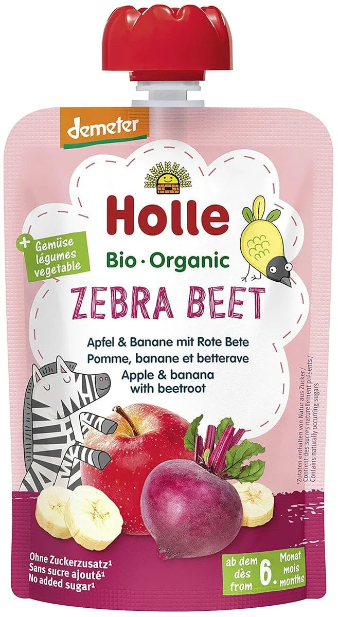Demeter Pouchy ab dem 6. Monat (12x100g) Apfel & Banane mit Rote Bete – Bild 2