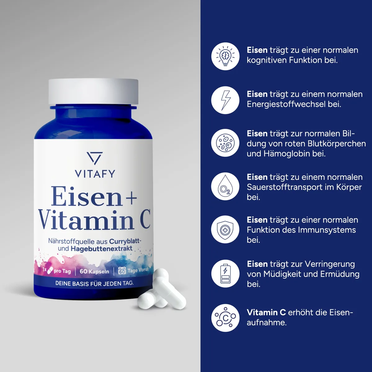 Eisen + Vitamin C (60 Kapseln) – Bild 2