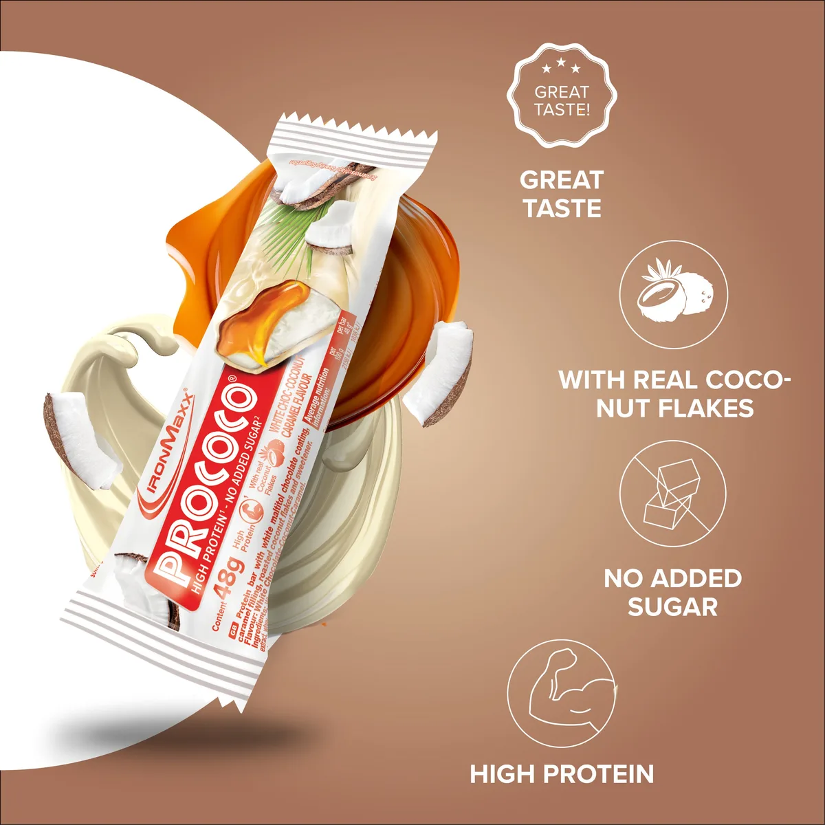 Prococo® (24x48g) - White Choc  Coconut Caramel – Bild 8
