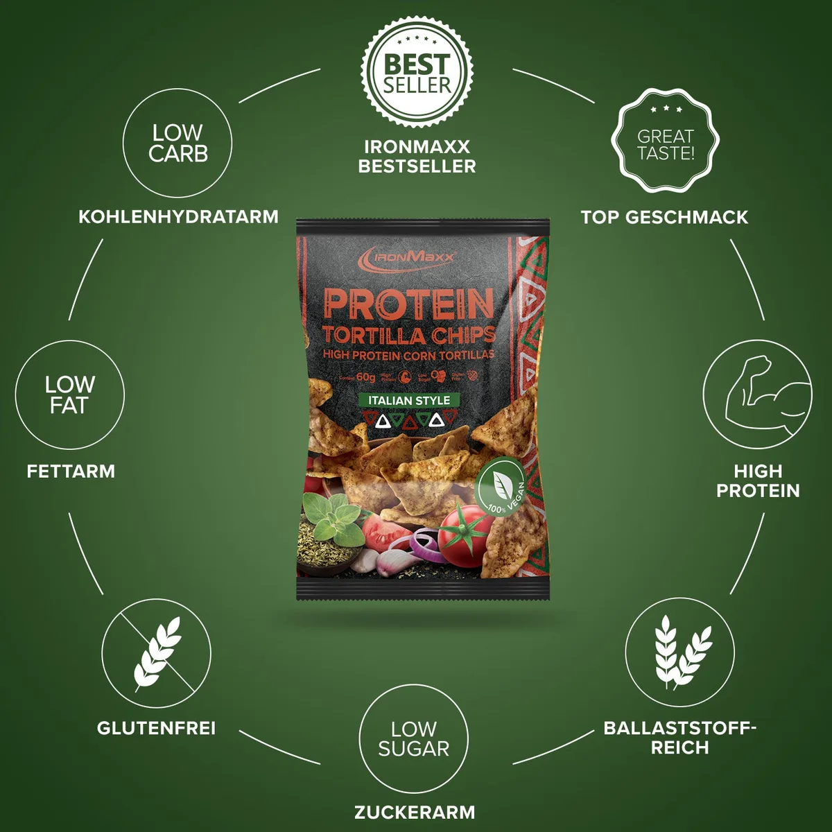 Protein Tortilla Chips 1.0 (60g) - Italian Style – Bild 5