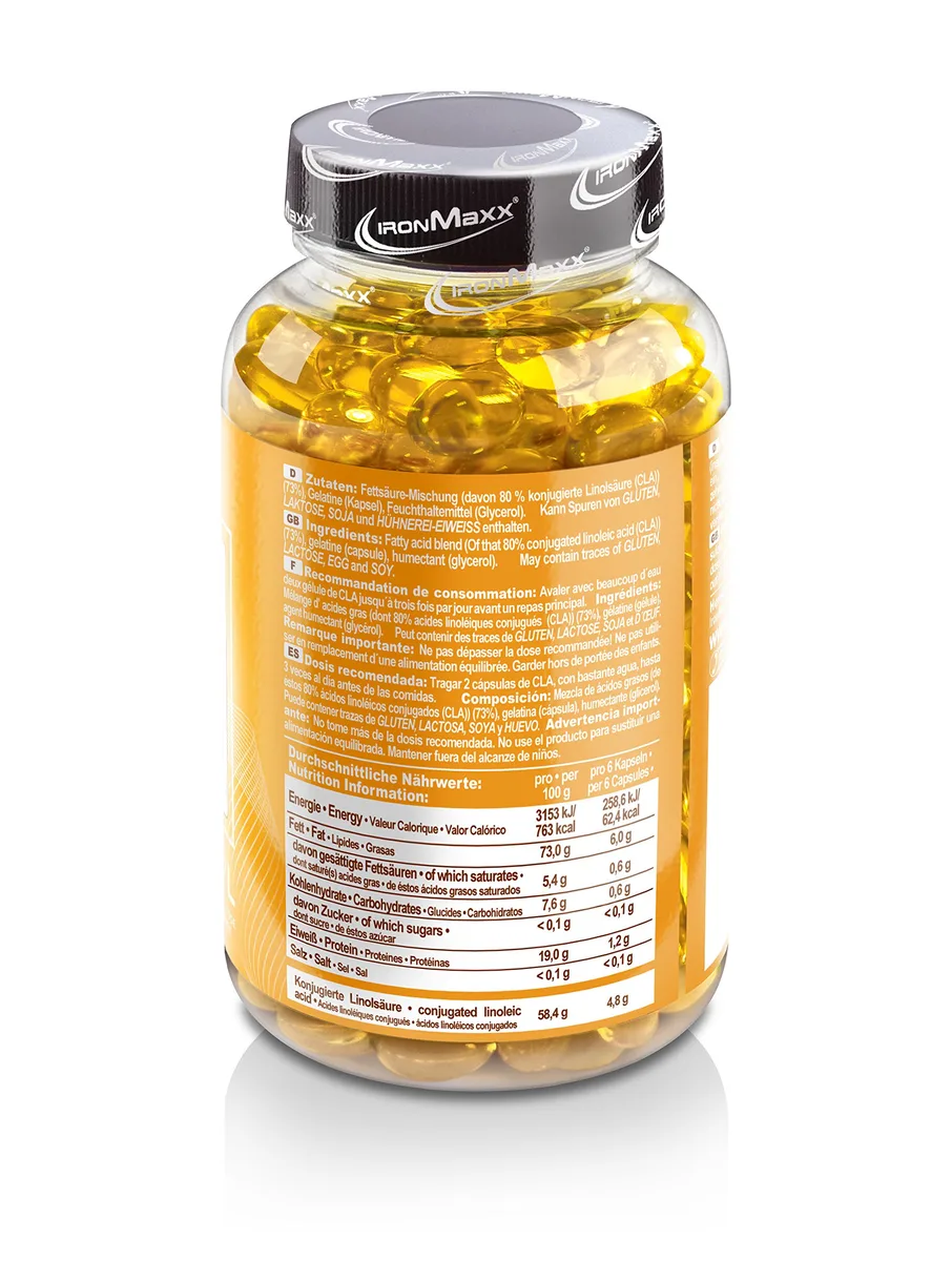 IronMaxx CLA - 130 Kapseln | Unterstützt den Fettstoffwechsel | antioxidative Eigenschaften | 800mg CLA pro Kapsel – Bild 3