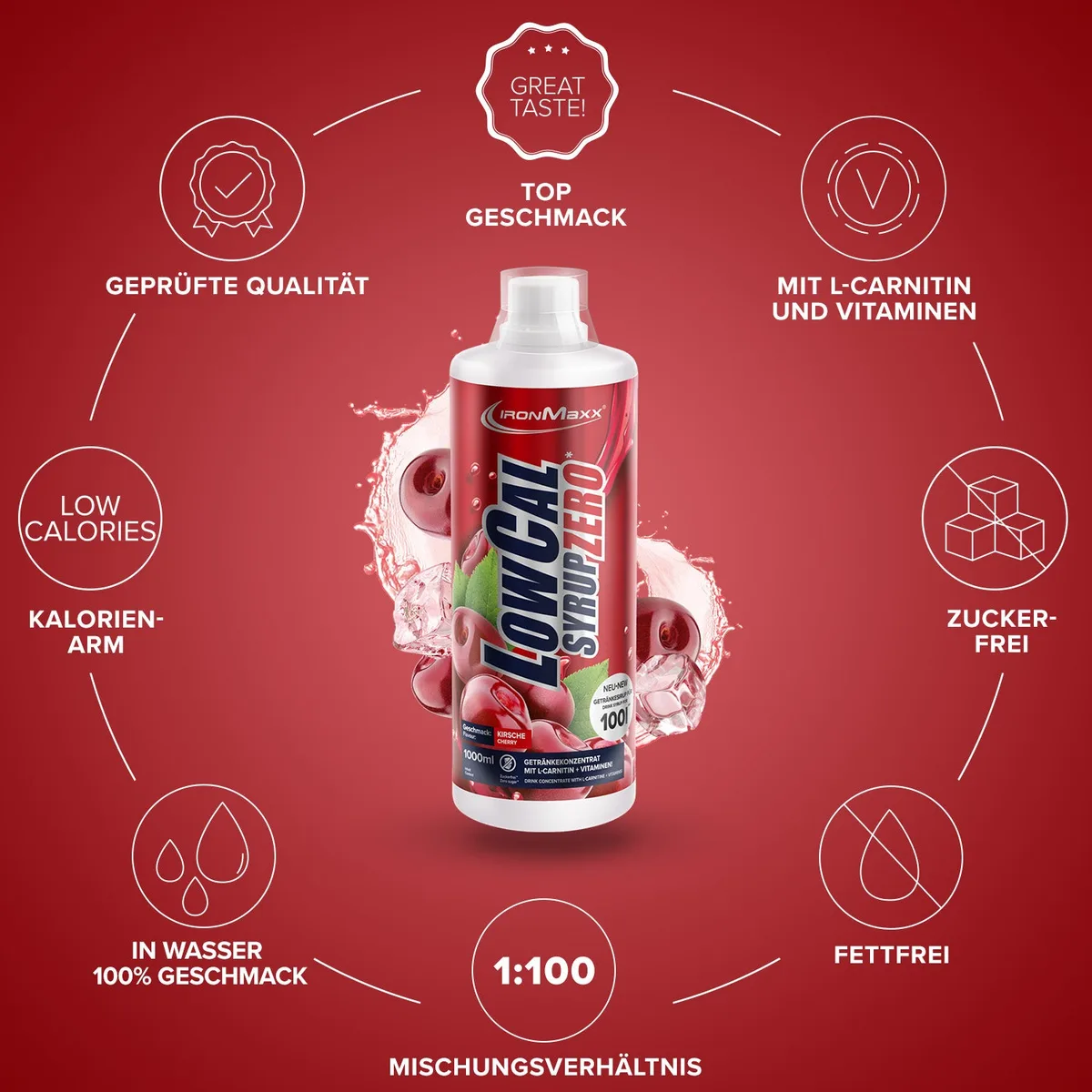 LowCal Syrup Zero (1000ml) - Kirsche – Bild 7