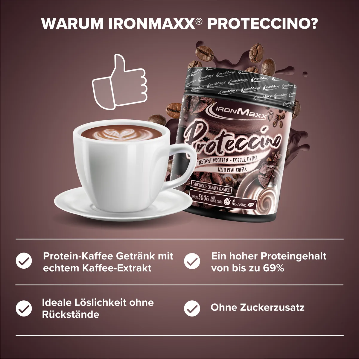 Proteccino (500g) - Dark Cookie Crumble – Bild 3