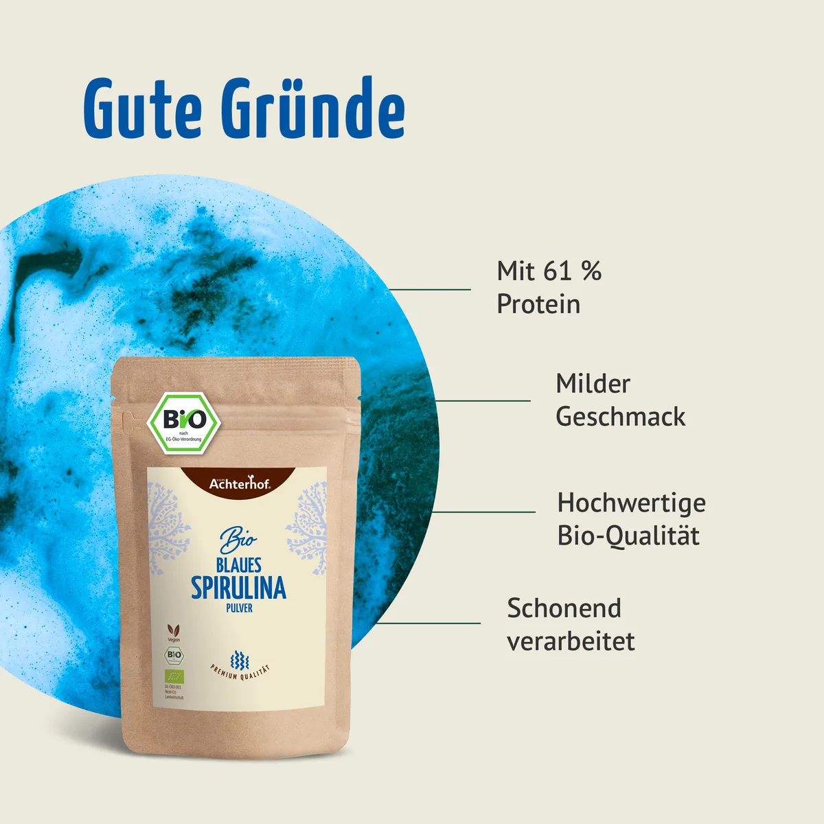 Blaues Bio Spirulina Pulver (100g) – Bild 5