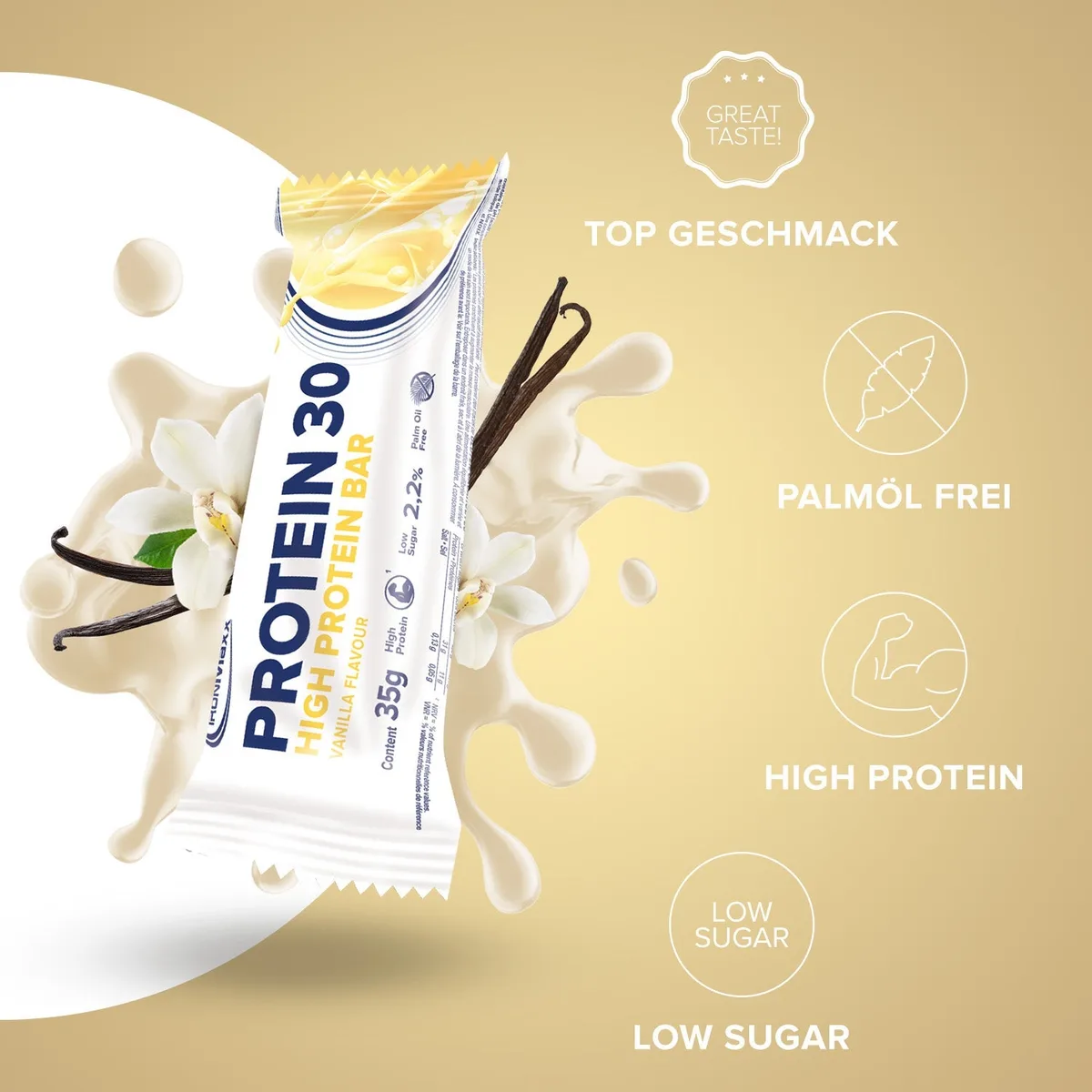 Protein 30 Protein Riegel (24x35g) - Vanille – Bild 2
