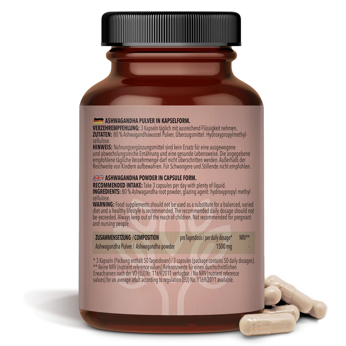 Ashwagandha Pulver in Kapselform (150 Kapseln) – Bild 5