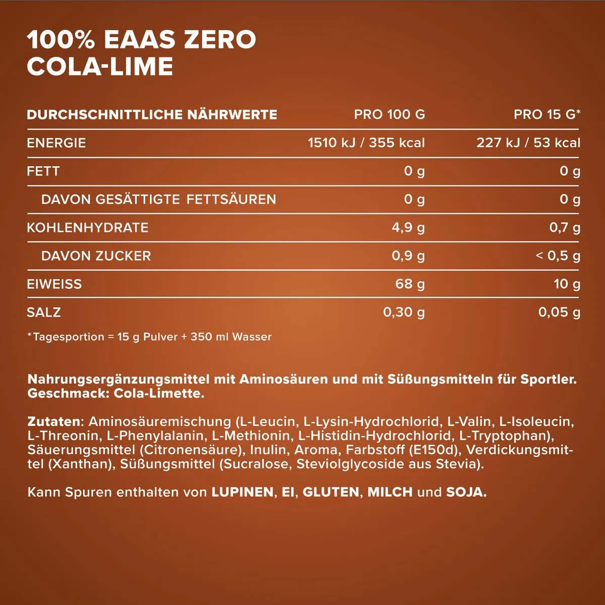 100% EAAs Zero (500g) - Cola Lime – Bild 4