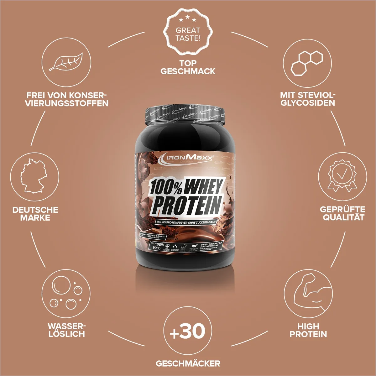 100% Whey Protein (900g) - Mousse au Chocolate – Bild 6