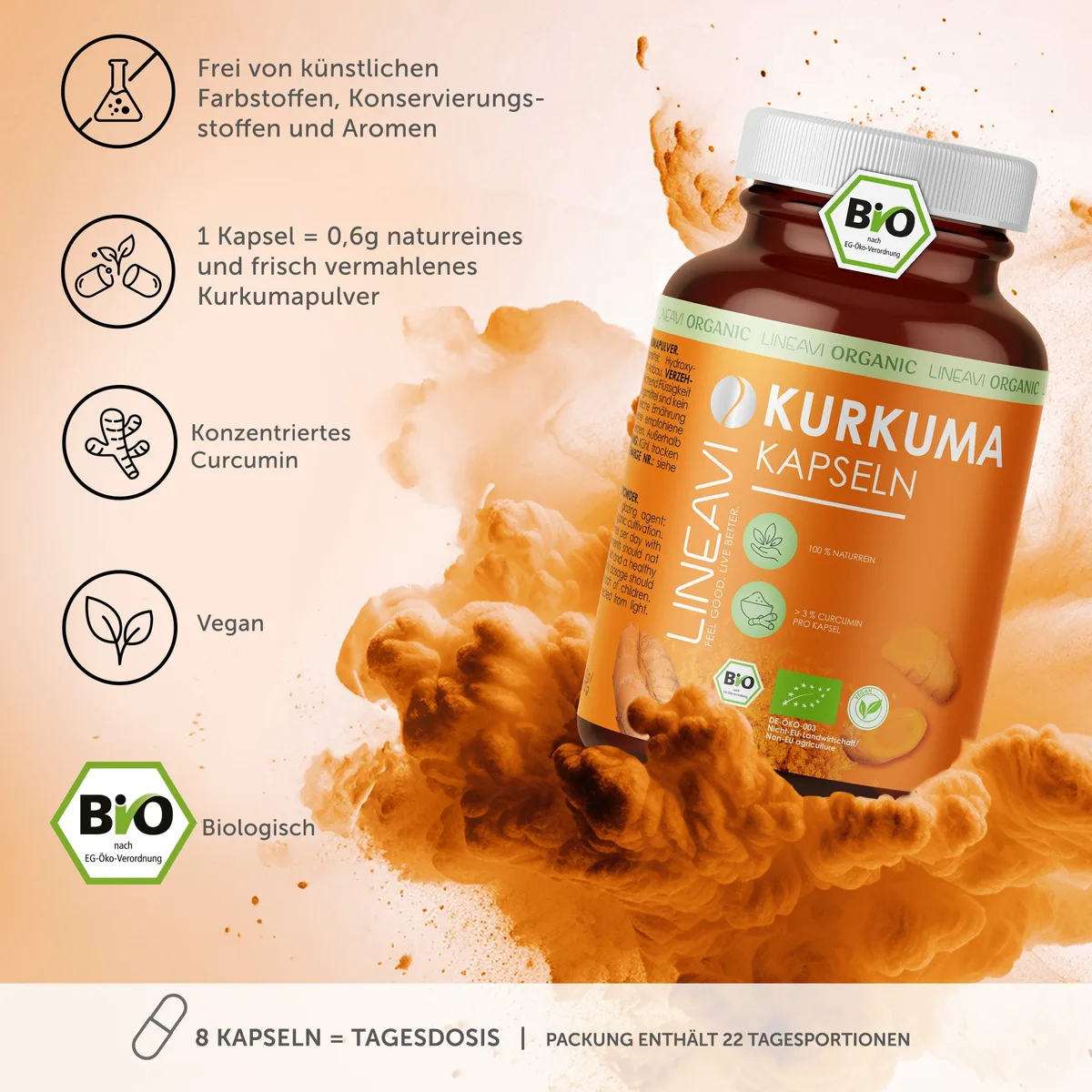 Kurkuma Kapseln bio (180 Kapseln) – Bild 7