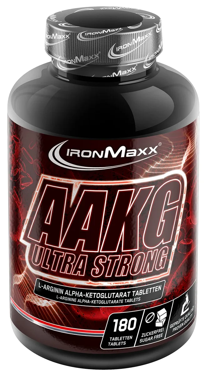 IronMaxx AAKG Ultra Strong - 180 Tabletten | Hochdosiertes Arginin Alpha-Ketoglutarat | Zuckerfrei & laktosefrei | Für aktive Menschen