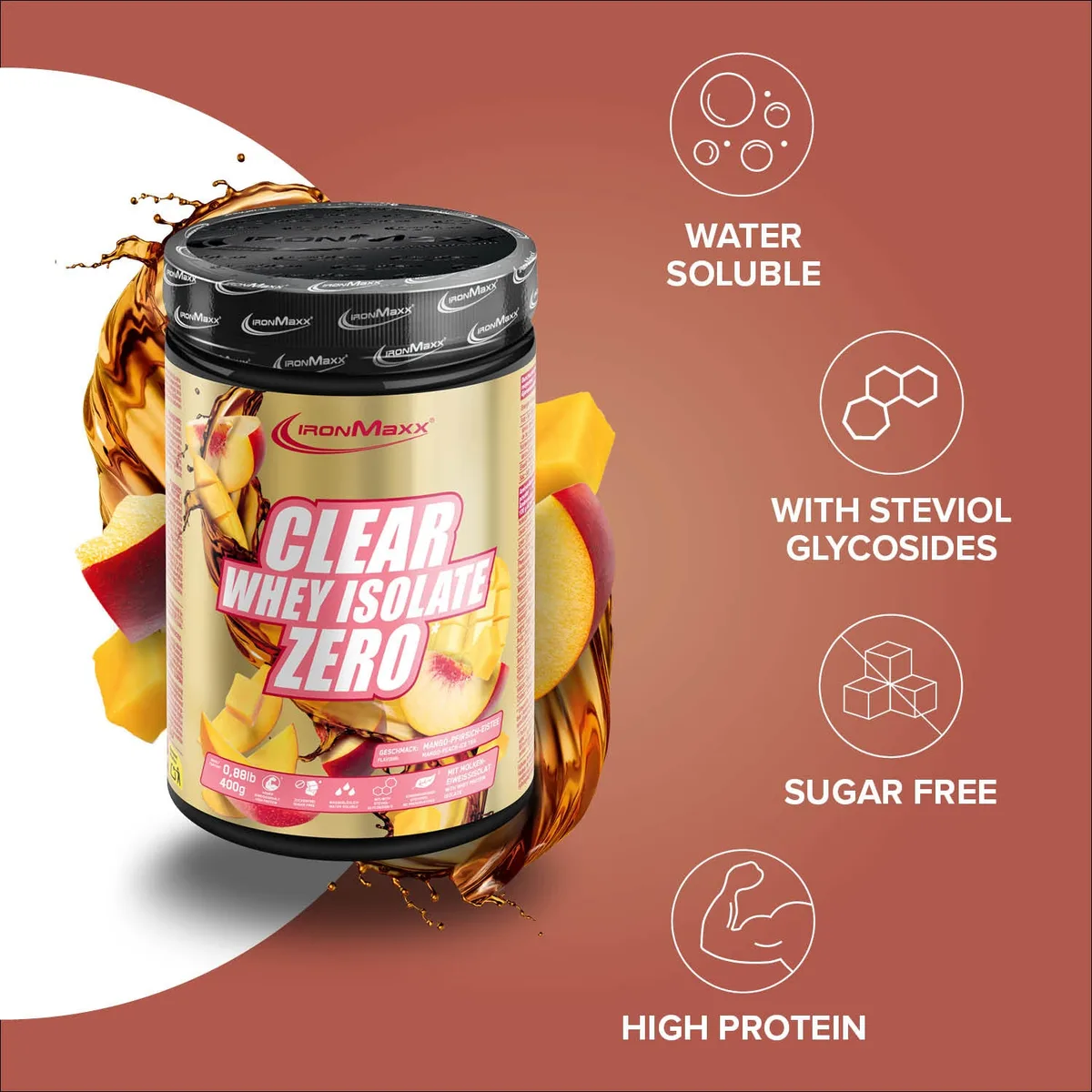 Clear Whey Isolate ZERO (400g) - Mango Peach Ice Tea – Bild 2