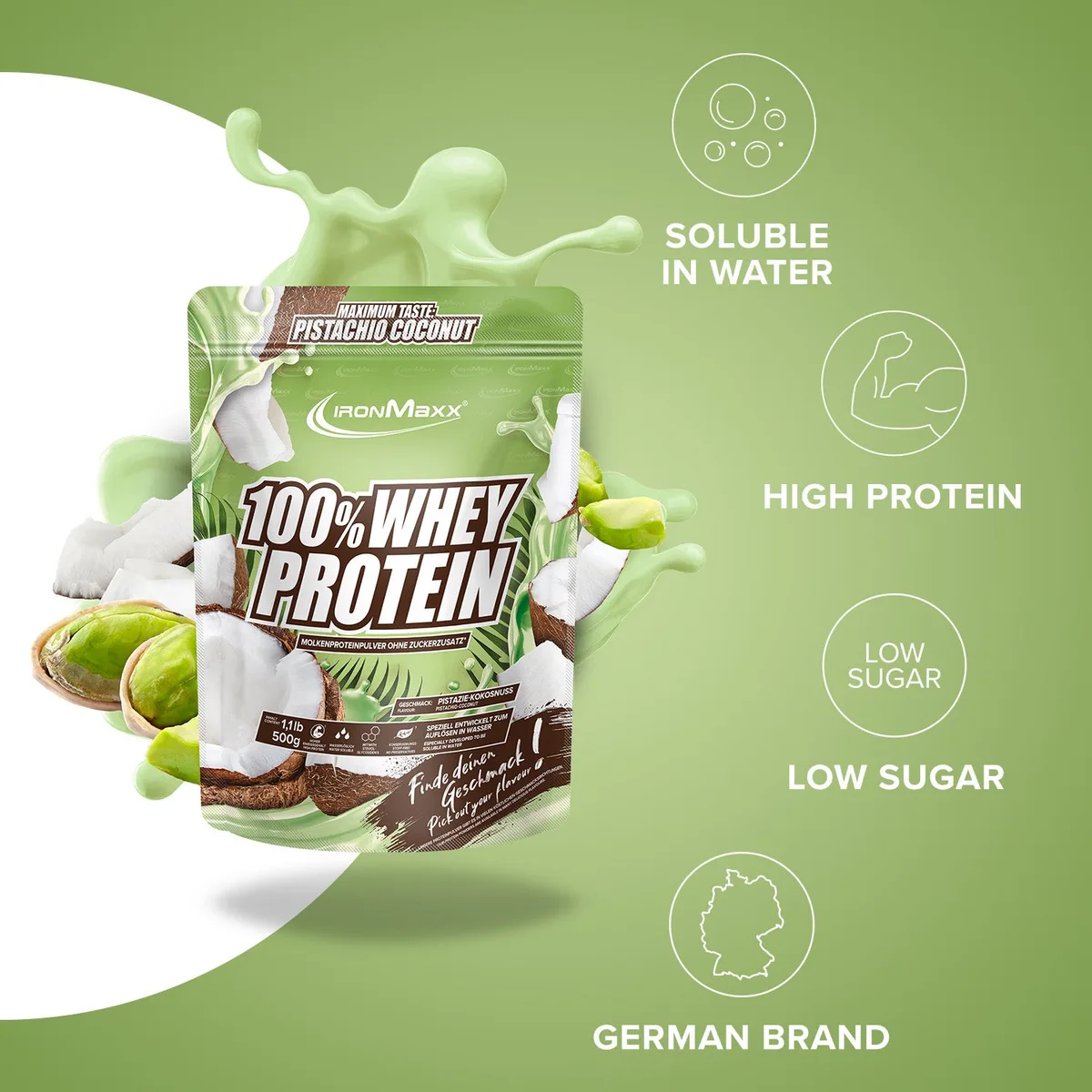 100% Whey Protein (500g) - Pistazie Kokos – Bild 7