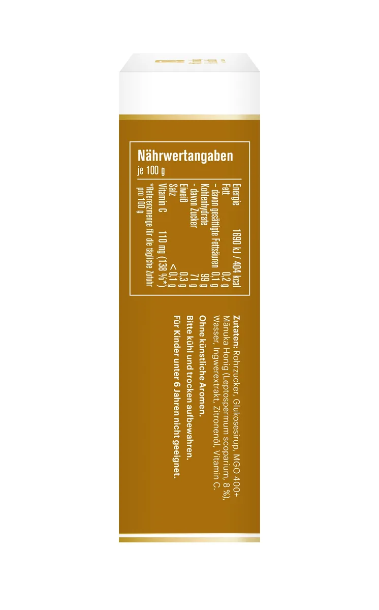 Manuka MGO 400+ Hustenbonbons (100g) Ingwer-Zitrone – Bild 8